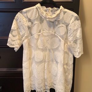 Anthropology lace top with citrus detail